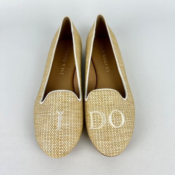Jack Rogers I Do Raffia Loafers Bridal Wedding Slip On Natural White size 6 - Picture 2 of 16